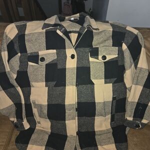 Lucky Brand Black and Tan Checkered Shirt